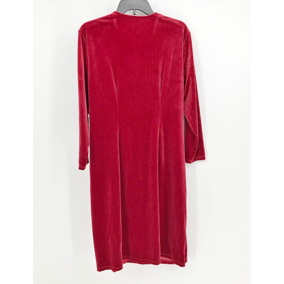 ANNE KLEIN Velvet Wrap Dress Small Titian Red V Neck Pullover Holiday NWT - Picture 7 of 13